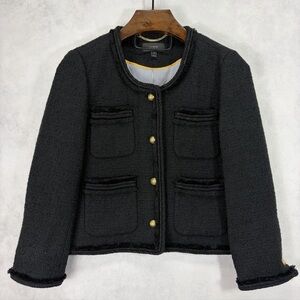 J. Crew Black Tweed Blazer with Gold Buttons
